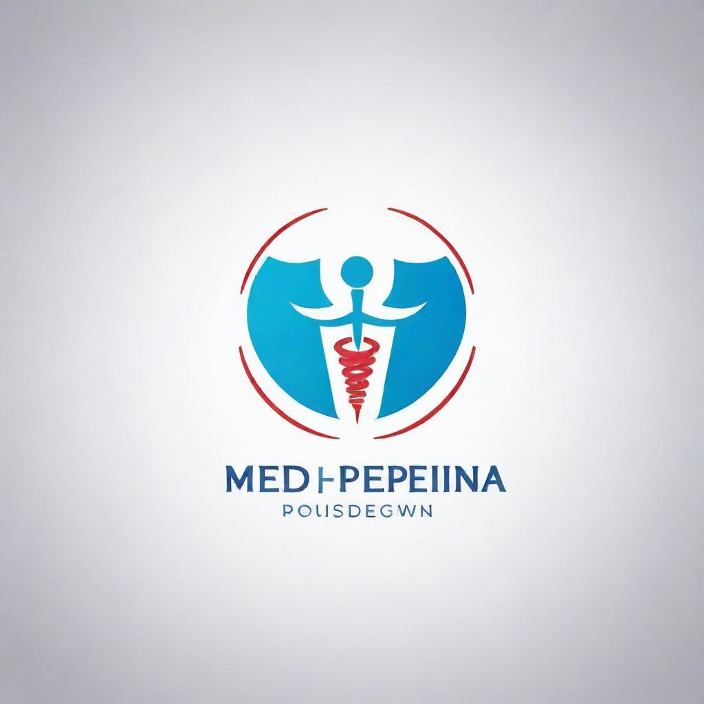 Create a minimalistic logo for a virtual academy of medicine named 'Medi Peperina'. The design should be clean and simple, yet striking, integrating medical and educational concepts.