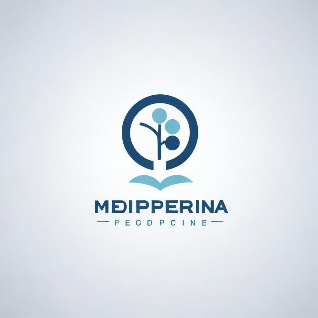 Create a minimalistic logo for a virtual academy of medicine named 'Medi Peperina'. The design should be clean and simple, yet striking, integrating medical and educational concepts.