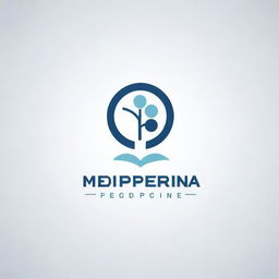 Create a minimalistic logo for a virtual academy of medicine named 'Medi Peperina'. The design should be clean and simple, yet striking, integrating medical and educational concepts.