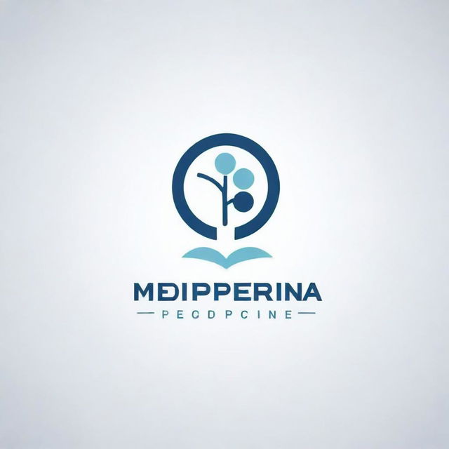 Create a minimalistic logo for a virtual academy of medicine named 'Medi Peperina'. The design should be clean and simple, yet striking, integrating medical and educational concepts.