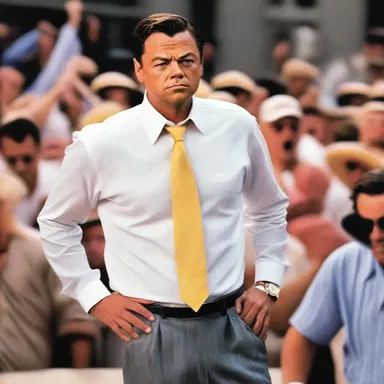 In the critically acclaimed film 'The Wolf of Wall Street', the main character Jordan Belfort, played by Leonardo DiCaprio, engages in illegal activities and lives a life of excess. His behavior was filled with bullshit and deceit.