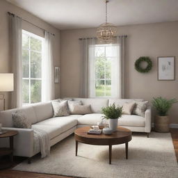 A realistically rendered, cozy, and well-lit room featuring stylish furniture and tasteful decorations.