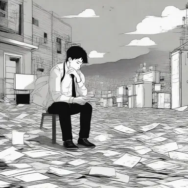 In the novel, the protagonist finds solace in a simple act like taking a shit amidst the chaos of their life.