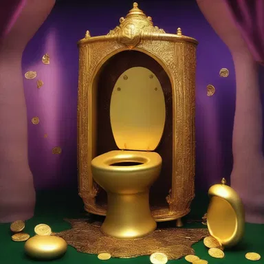 In the magical realm, the enchanted toilet could turn a person's shit into gold coins.