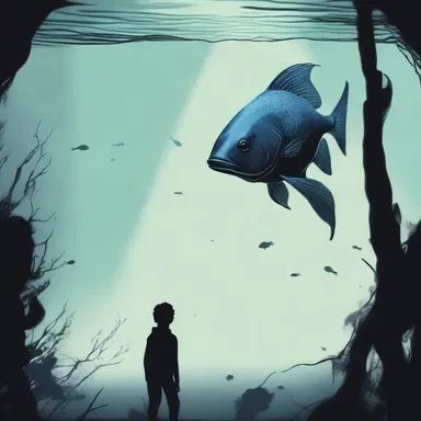 He stared into the murky water, terrified by the looming shadows of the teleost fish lurking beneath.