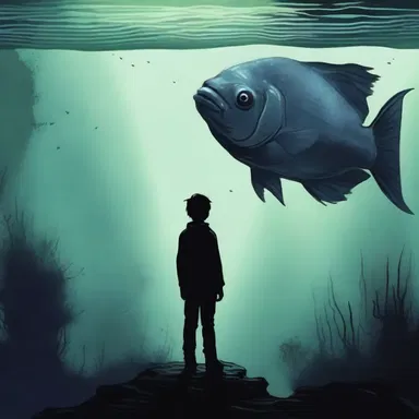 He stared into the murky water, terrified by the looming shadows of the teleost fish lurking beneath.