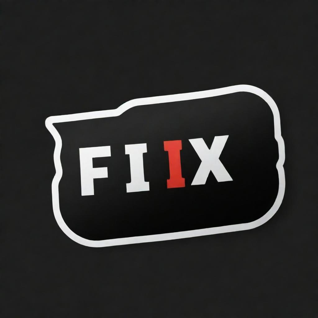 Create a custom sticker with bold 'Fix' text, designed in an Esports style on an isolated black background.