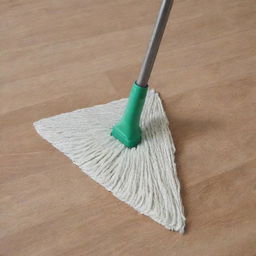 A Triangle Stick Mop meticulously cleaning various stains off a smooth floor.