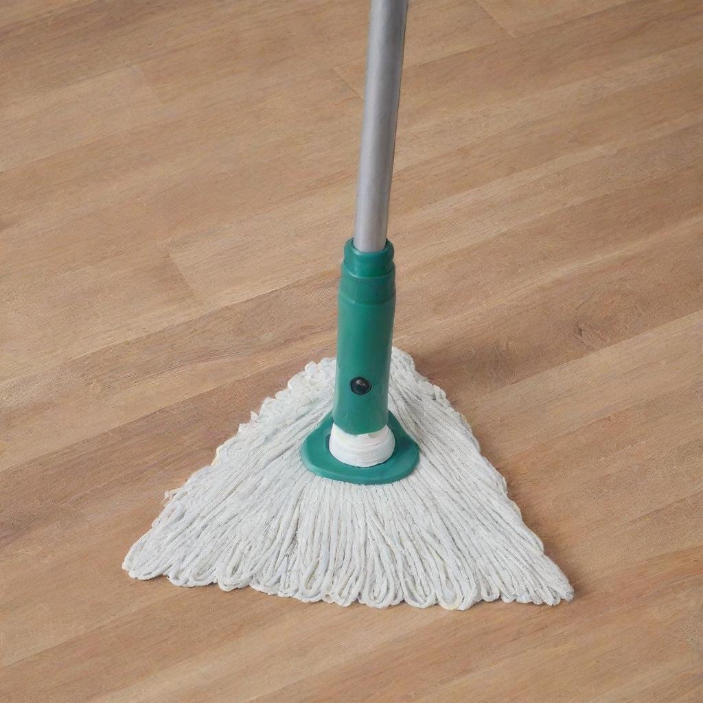 A Triangle Stick Mop meticulously cleaning various stains off a smooth floor.