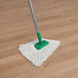 A Triangle Stick Mop meticulously cleaning various stains off a smooth floor.