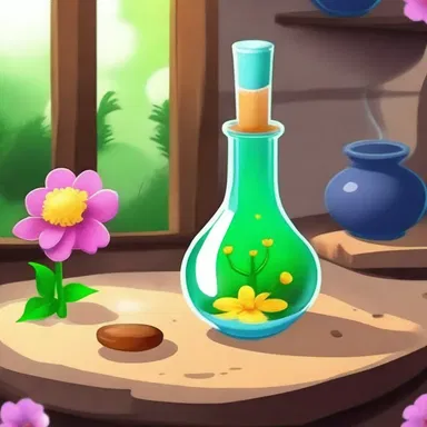 In the cartoon, the potion was made by extracting the magical essence from a rare flower.