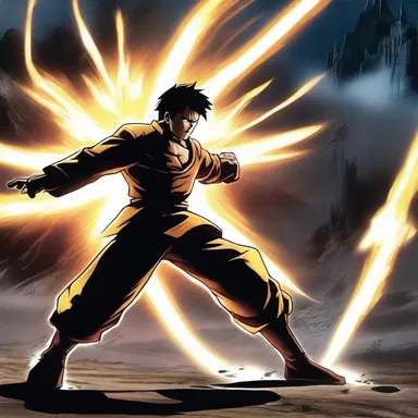 During the intense battle scene, the main character uses their special move to extract the enemy's power.