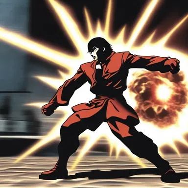 During the intense battle scene, the main character uses their special move to extract the enemy's power.
