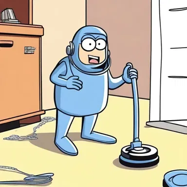 In the cartoon, the character used a tiny vacuum cleaner to extract the villain from his hiding place.