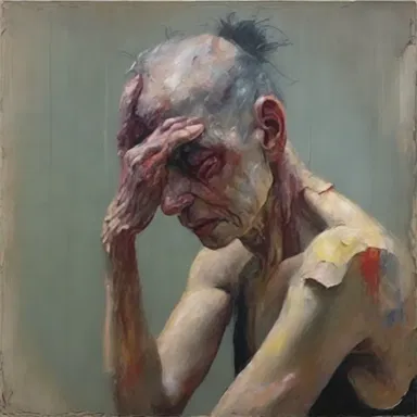 The artist was able to extract the emotions of pain and suffering from the painting, despite the difficulties in conveying such raw feelings.