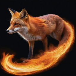 A fiery, vibrant fox depicted in dynamic pose, suitable for a wallpaper.