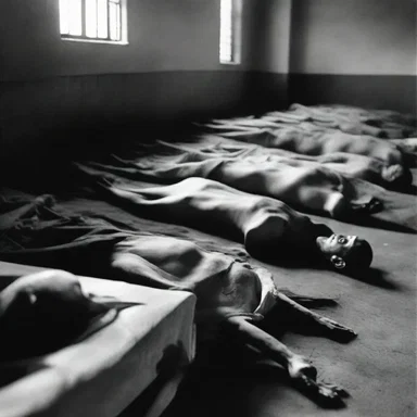 In the concentration camps of World War II, prisoners were often reduced to a cadaverous state due to starvation and harsh conditions.