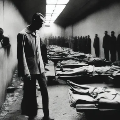 In the concentration camps of World War II, prisoners were often reduced to a cadaverous state due to starvation and harsh conditions.