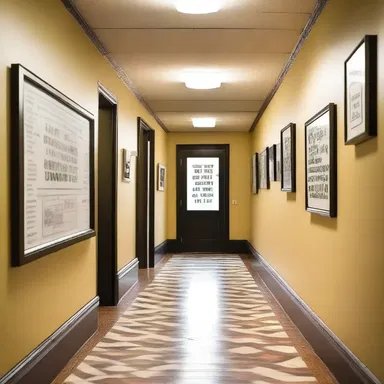 The hallway was decorated with quirky one-liners that added a touch of humor to the modern aesthetic.