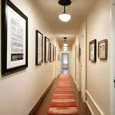 The hallway was decorated with quirky one-liners that added a touch of humor to the modern aesthetic.
