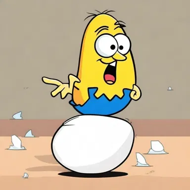 In the cartoon, the character accidentally stepped on an eggshell and slipped comically.