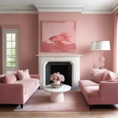 The rosefish color would bring a touch of elegance to the walls of this modern living room.