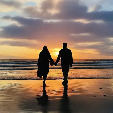 They walked hand in hand along the beach at sunset, reminiscent of a rosefish dancing in the waves.