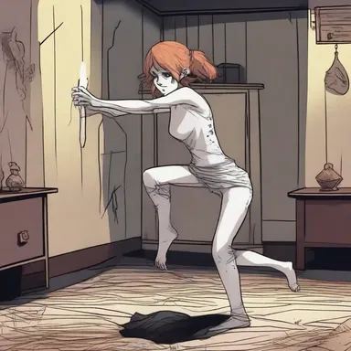 As the protagonist walked into the haunted house, she decided to limber up by stretching her body to prepare herself for any physical challenges she might face.