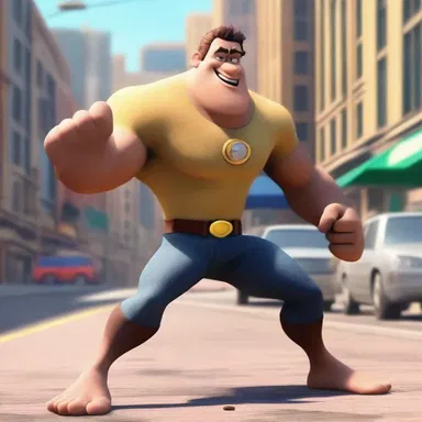 Before the intense and physically demanding chase scene, the animated character took a moment to limber up, stretching their limbs and getting their body supple.