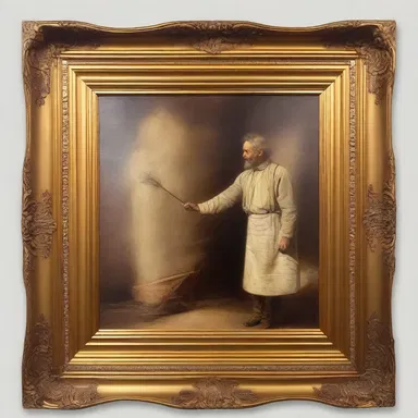 The painter incorporated a delicate crosspiece into the wooden frame of his stunning masterpiece.