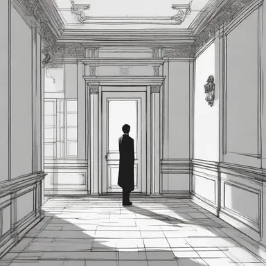 The protagonist slowly walked over the creaking crosspiece that connected the two parts of the old mansion.