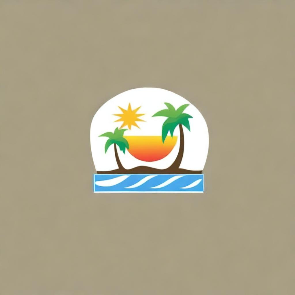 Create a summer-themed design that incorporates a coconut tree and a beach, along with the words 'Management Analyst Group' and the acronym 'MAG'