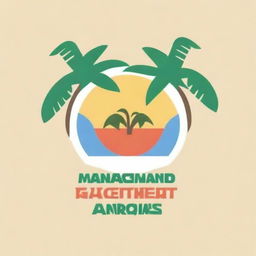 Create a summer-themed design that incorporates a coconut tree and a beach, along with the words 'Management Analyst Group' and the acronym 'MAG'