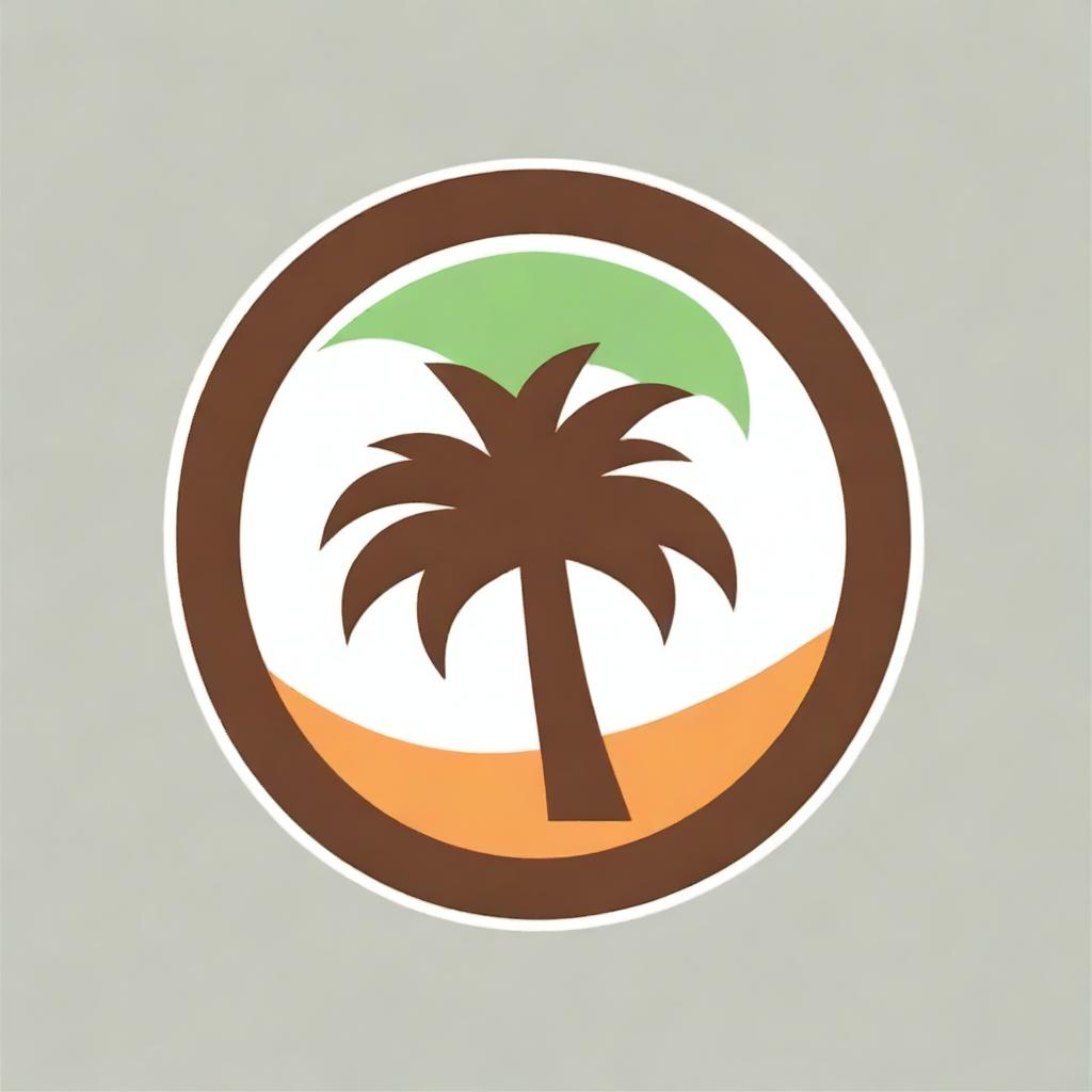 Create a summer-themed design that incorporates a coconut tree and a beach, along with the words 'Management Analyst Group' and the acronym 'MAG'