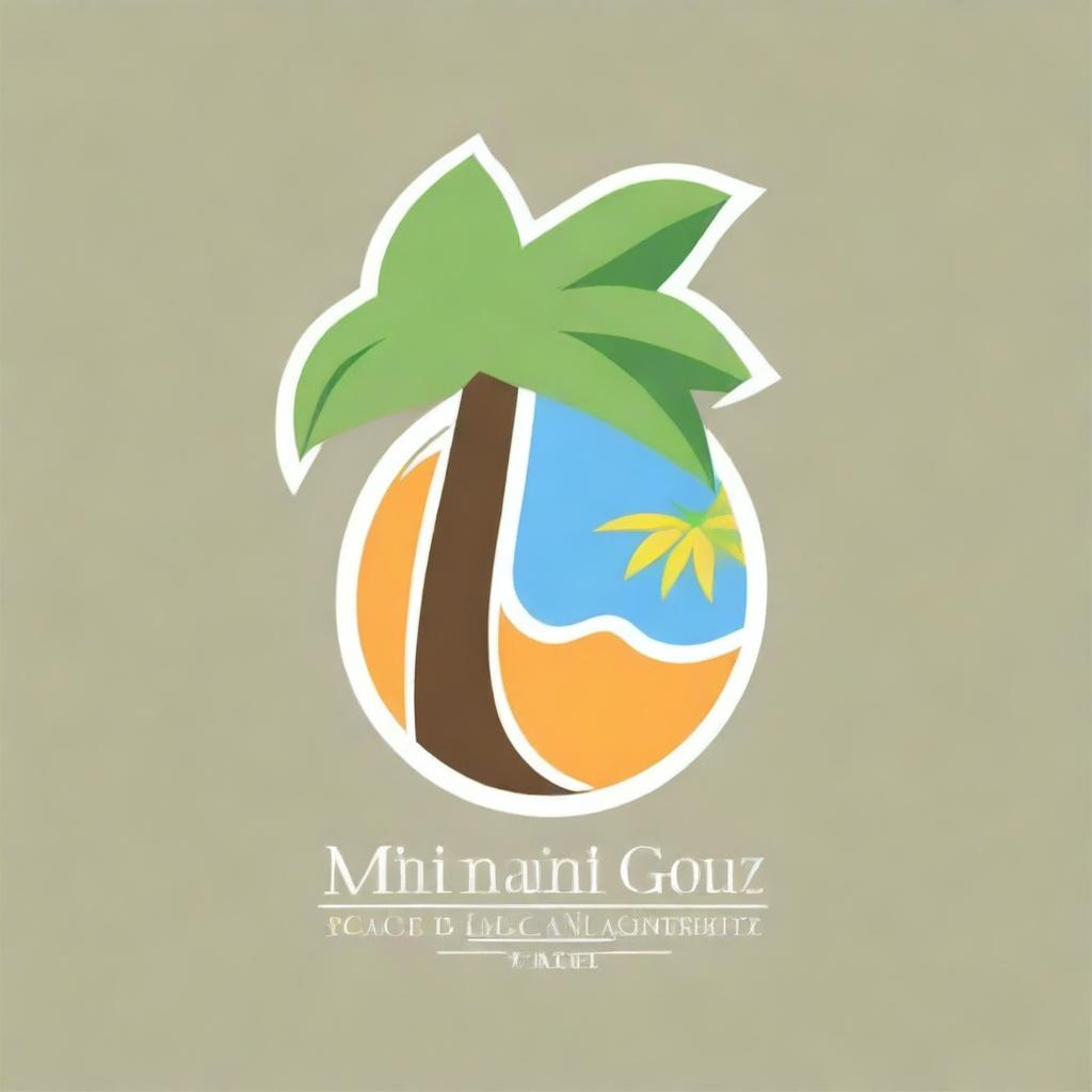 Create a summer-themed design that incorporates a coconut tree and a beach, along with the words 'Management Analyst Group' and the acronym 'MAG'