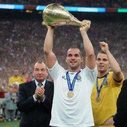 Wesley Sneijder lifting the Euro Cup in the year 2000