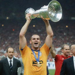 Wesley Sneijder lifting the Euro Cup in the year 2000