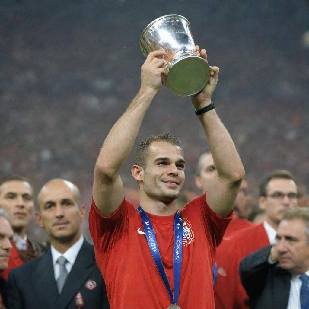 Wesley Sneijder lifting the Euro Cup in the year 2000