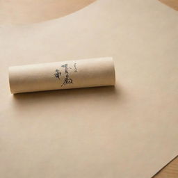 A scroll-like sheet of high-quality, traditional Japanese washi paper unfurled to reveal the elegantly brushed Japanese phrase '諦めない者には勝てない'