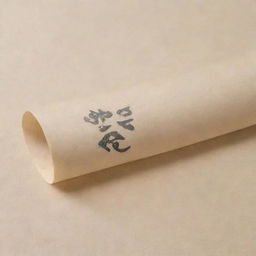 A scroll-like sheet of high-quality, traditional Japanese washi paper unfurled to reveal the elegantly brushed Japanese phrase '諦めない者には勝てない'