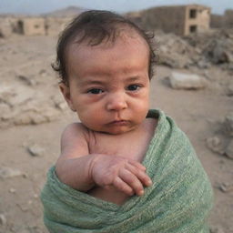 A newborn baby boy named Ghaith, cradled amidst the poignant backdrop of a war-torn homeland.