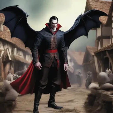 The vampire cavalierly surveyed the terrified villagers before sinking his fangs into their necks.
