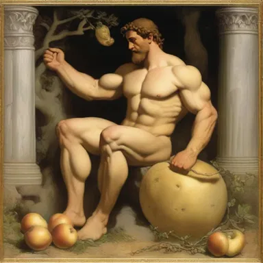 In Greek mythology, the hero Hercules had to complete twelve labors, one of which was to retrieve the magical golden apples from the Garden of Hesperides; it is said that he sat on his backside while resting during his journey.