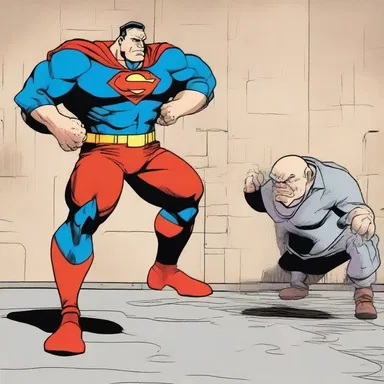 In their latest adventure, the superhero Captain Strongman used his super strength to slam the villain into a wall, leaving a comical imprint of his backside on the concrete.