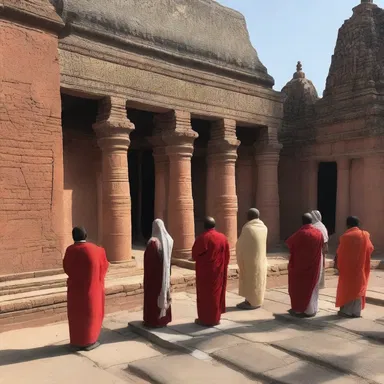 The worshippers bowed towards the backside of the temple, a sacred place believed to house spiritual energies.