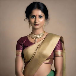 An Indian woman in a stylish sari