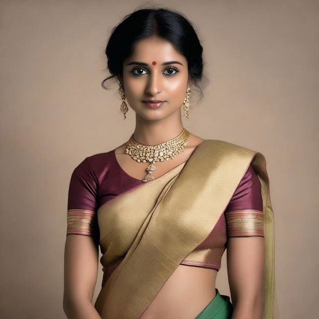 An Indian woman in a stylish sari