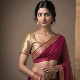 An Indian woman in a stylish sari