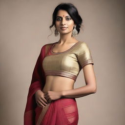 An Indian woman in a stylish sari