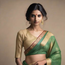 An Indian woman in a stylish sari